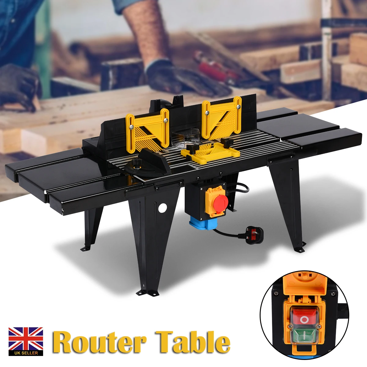 

1800W Aluminum Wood Working Router Table Bench Electric Router Table with NVR Switch for Woodworking Benches Black Color