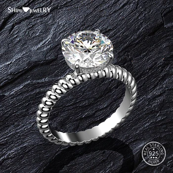 

Shipei White Sapphire Ring for Women 100% 925 Sterling Silver 10mm Gemstone Ring Wedding Engagement Cocktail Size 5-9