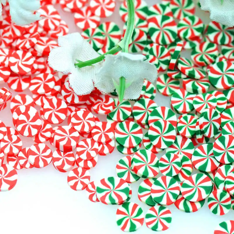 5mm Polymer Clay Red-White Windmills Candy Sprinkles Dollhouse Dessert Decoration Toppings Kawaii Slime Crafting Supplies polymer clay slices