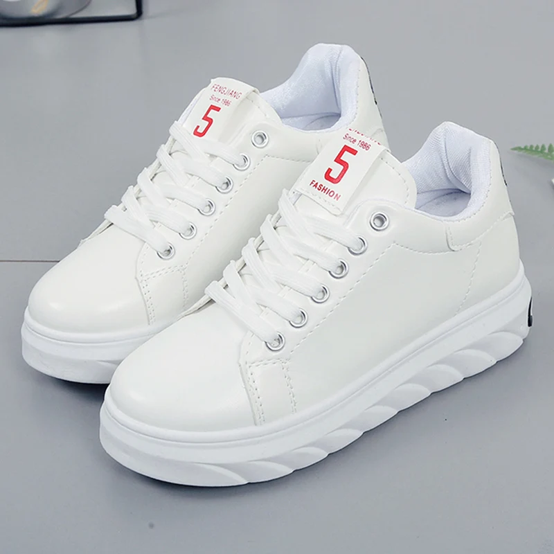 

Fashion Breath White Sneakers Spring Classic Embroider Bow Platform Shoes Woman 2020 New Comfort Lace Up Casual Ladies Trainers