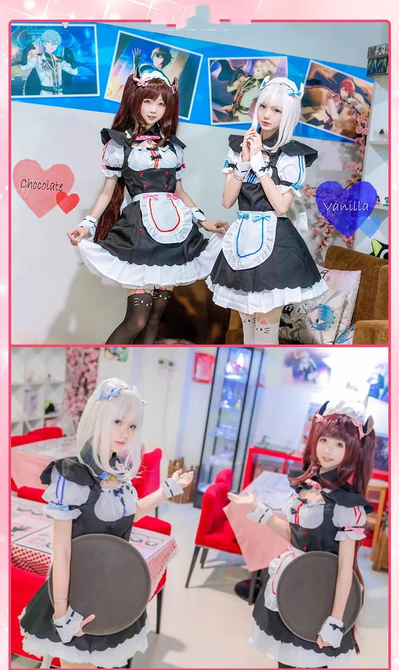 Chocola NEKOPARA Косплей шоколадный ванильный костюм горничной кошки Neko Girl NEKOPARA косплей Женский костюм игра и парики Хэллоуин