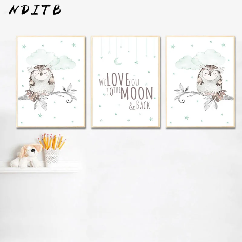 

Woodland Animal Owl Child Poster Baby Nursery Art Canvas Print Wall Painting Decorative Picture Nordic Kid Pregnant Room Decor