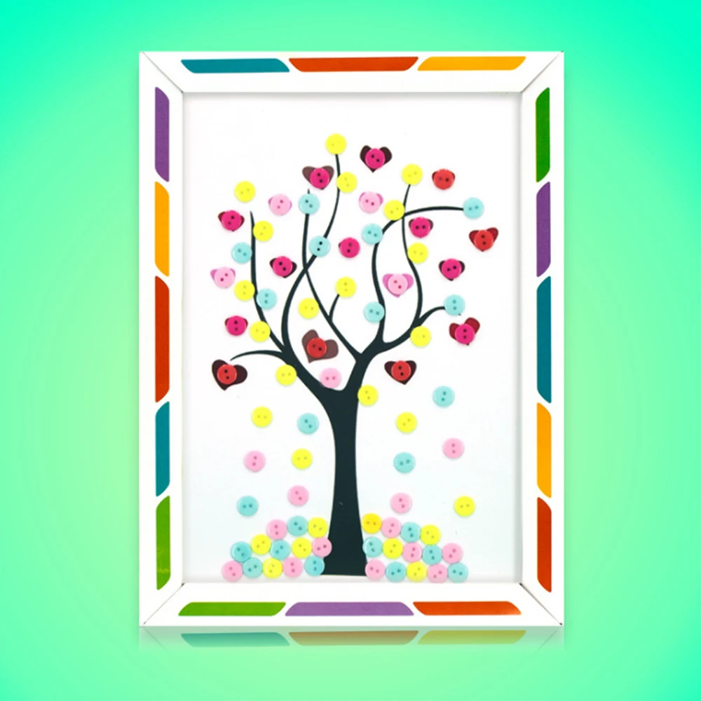 Детские DIY кнопки наклейки игрушки для рисования смешная игра ручной работы школа искусство класс живопись Рисование ремесло набор детей раннее образование - Цвет: Tree