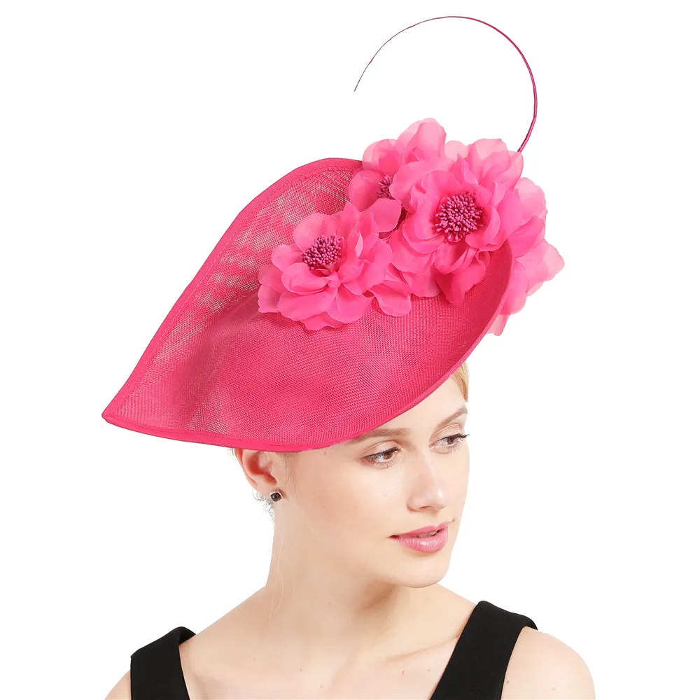 Big millinery, вуалетки, Шляпа Дерби с причудливыми цветами, роскошные женские головные уборы, аксессуары, женский головной убор, повязки на голову, модная Федора
