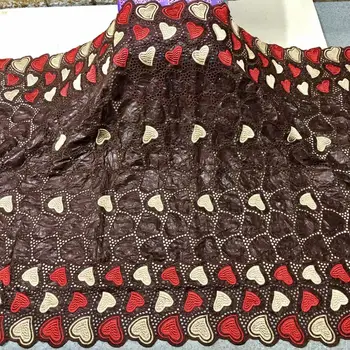 

Brown Party Women& Men's Bazin Cloth African Cotton Jacquard Bazin Lace Fabric For Dress CBR28 (5Yards/Lot)