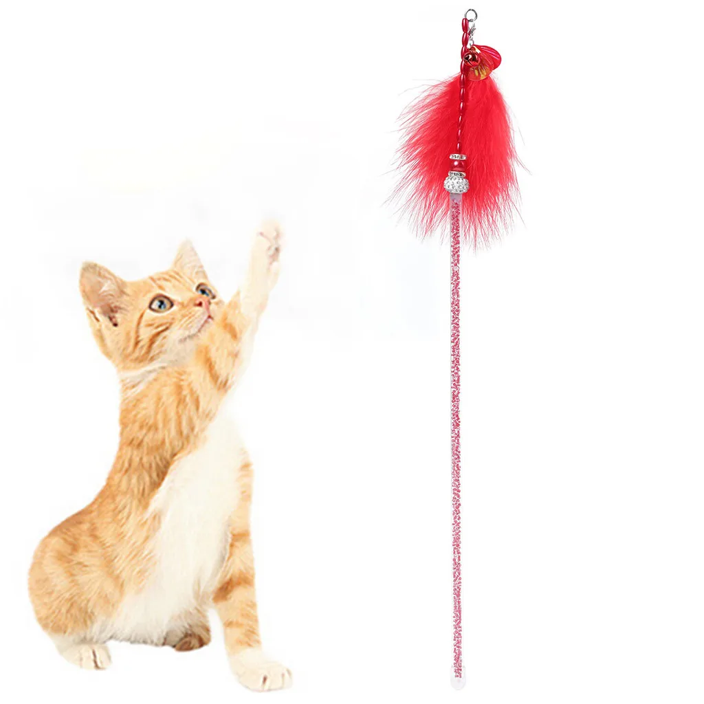 Red Котёнок Кот Игрушка интерактивная игрушка Мягкий шар и Кот перо и колокольчик игрушка для домашних животных волшебная игрушка с цветными бусинами игрушка для кошек - Цвет: Red