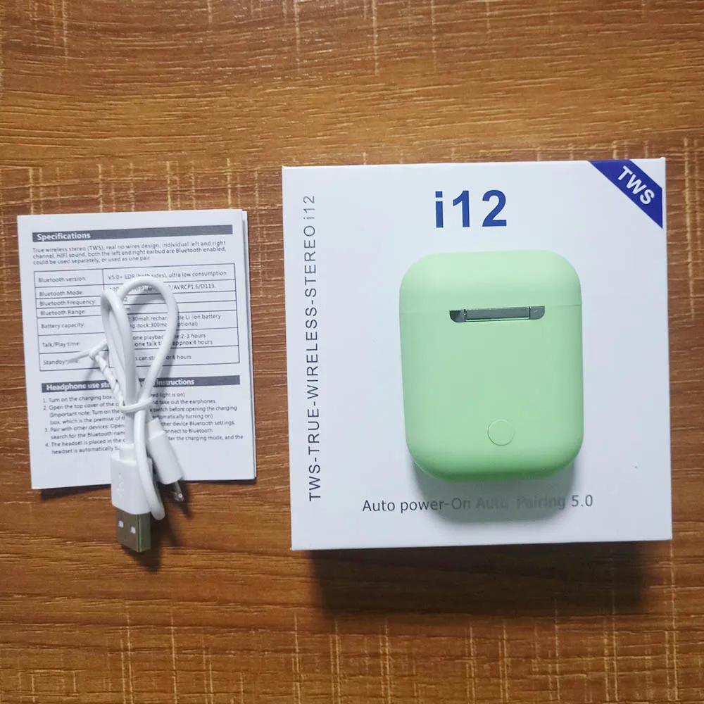 I12 tws матовые Bluetooth наушники, беспроводные наушники, свободные руки, бизнес наушники, Спортивная гарнитура, Bluetooth Музыкальные наушники, наушники - Цвет: green i12D