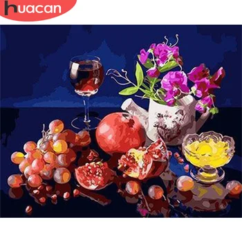 

HUACAN Oil Painting By Number Food Drawing On Canvas DIY Pictures By Numbers Fruit Kits Hand Painted Paintings Gift Home Decor