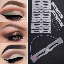 

12 Style Fixable Eyebrow Stencil Grooming Shaper Eyebrow Template Reusable Makeup Tools Stickers eyebrow shaper cosmetic tool