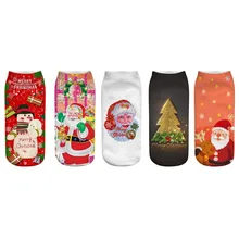 Осенне-зимние носки хлопок повседневные 3d мультфильм забавные милые носки до лодыжки Хэллоуин Рождество печать носки-башмачки# xm5