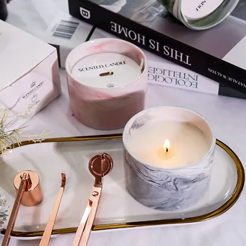 

Creative Marble Scented Candle Romantic Soothe Sleep Candles Home Decoration Crafts Wedding Decoration Ornaments Room Decors