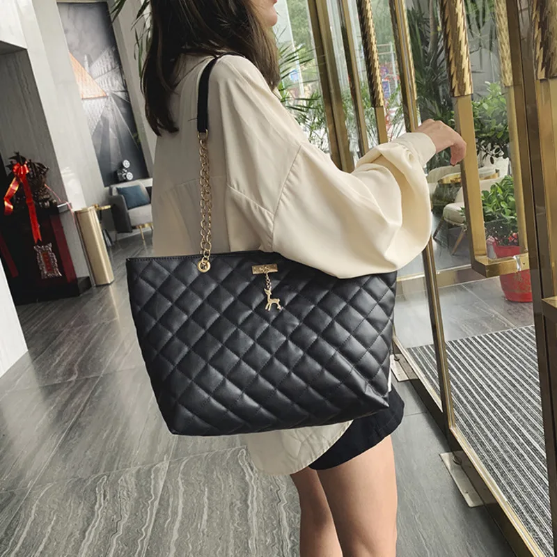 

Plaid Chain Leather Causal Tote With Deer Bolsa Feminina Luxury Handbags Bag Women Bags Designer Shoulder Clutch Sling Female