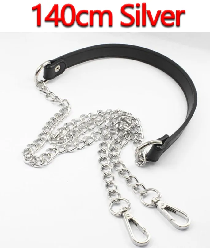 140cm Silver Сменный ремешок для сумки на плечо DIY 60 см-160 см, черная ручка из искусственной кожи «сделай сам» с золотыми, серебряными, темно-красными, бронзовыми металлическими цепочками - Цвет: 140cm Silver