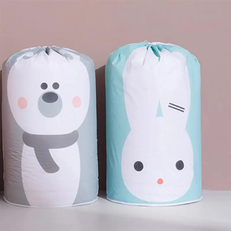 Цилиндрическая форма стеганая сумка для хранения с рисунком кота, сумка для хранения одежды, моющаяся сумка-Органайзер