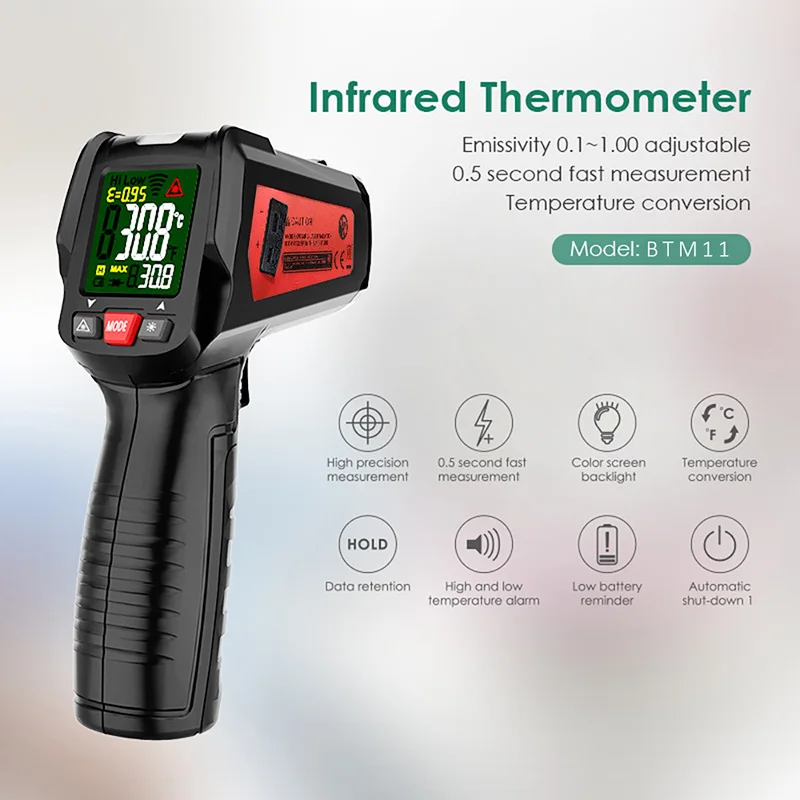 

Spot Infrared Thermometer Non-Contact Digital Pyrometer Temperature Meter -50-580 FKU66