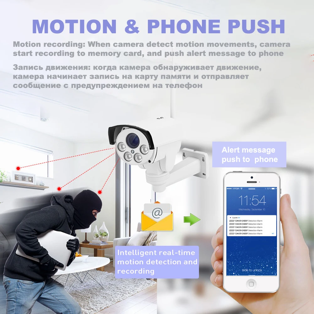 HD Беспроводная PTZ Wifi камера наружная 5X 10X зум панорамирование наклон вращение 2MP 5MP