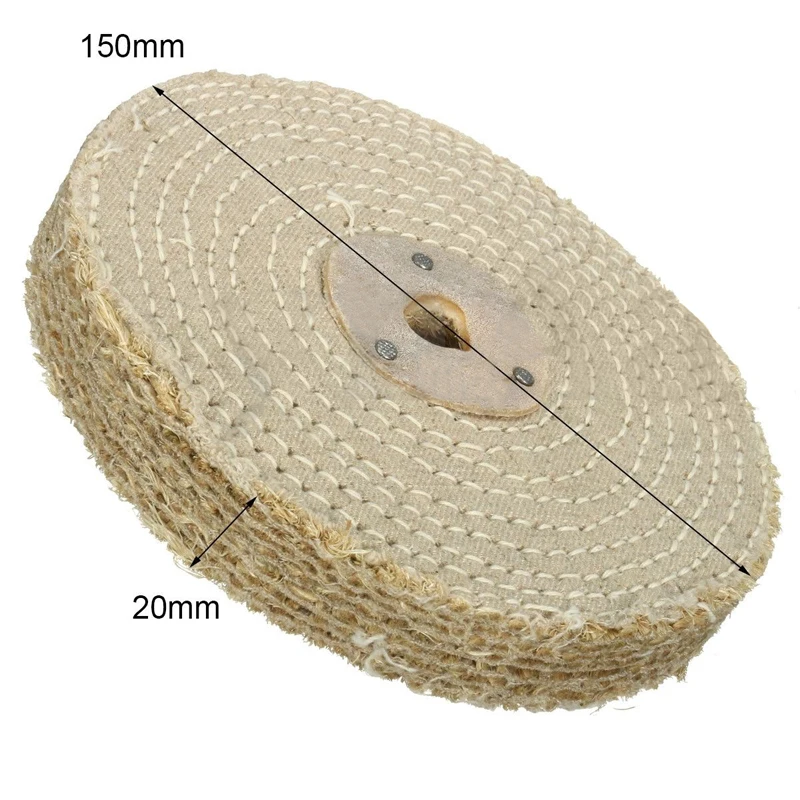 DWZ 150*20mm 6'' Sisal Cloth Buffing Wheel For Stainless Steel Metal Polishing Tool