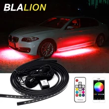 4 Stuks Auto Underglow Led Strip Licht Kit App/Afstandsbediening Rgb Kleur Sfeer Decoratieve Lamp Led Omgevingslicht auto Backlight
