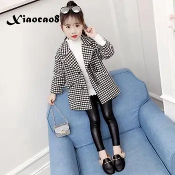 

4-14 Years Girls Jackets and Coats Kids Plaid Pocket Outwear Coats Baby Toddler Girls Winter Thick Cotton Coat Children Clothes