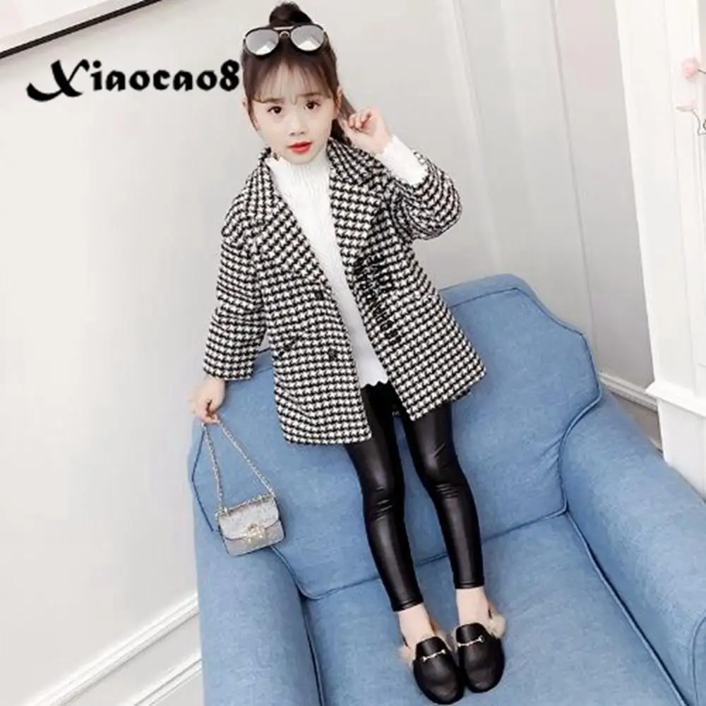 4 14 лет ( ый) куртки для девочек пальто детей и клетчатыми карманами верхняя одежда