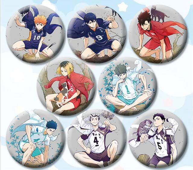 1pc 58mm fãs de anime haikyuu! Escola voleibol anime emblema broche ícones