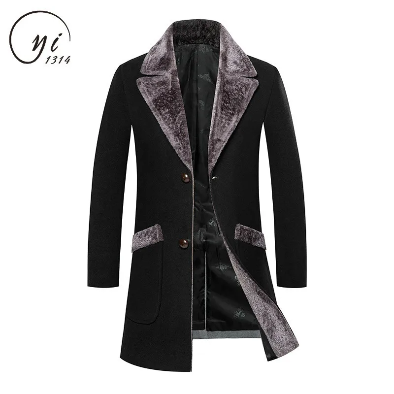 Manteau Homme средней длины черный серый мужской Тренч синий 4xl 5xl с меховым воротником
