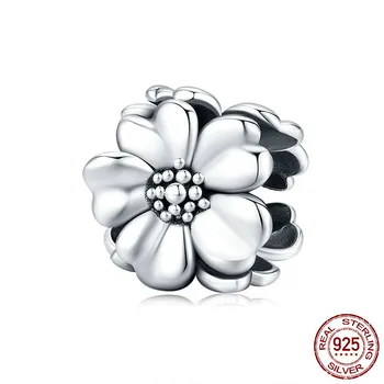 

Genuine 925 Sterling Silver Metal Flower Beads Charm for Women Origianl Bracelet Bangle Silver Fine Jewelry CMC1486