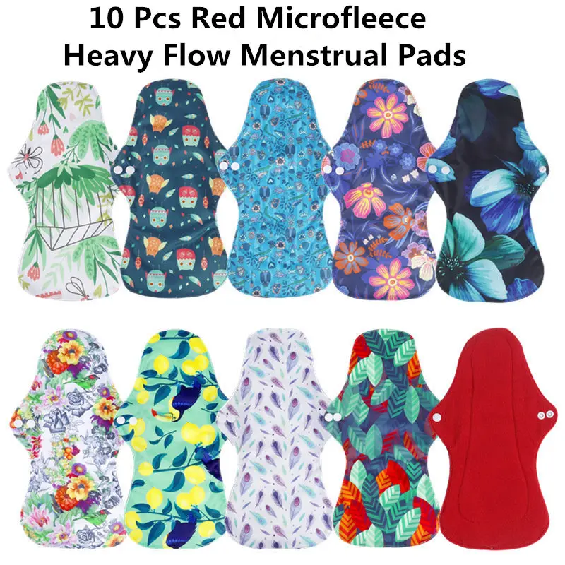[simfamily] 10pcs organic Bamboo washable Hygiene menstrual pads Heavy flow sanitary pads lady cloth pad reusable