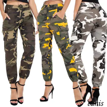 

Women's Camo Cargo Trousers Pants Outdoor Military Army Combat Camouflage Sports Stretchy Sild Slim Fit High Waisted Pants