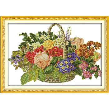 

The Basket of Flowers (1)!DMC14CT Counted Cross Stitch Set For Needlework Embroidery Knitting Needles Sewing Wholesale Retail