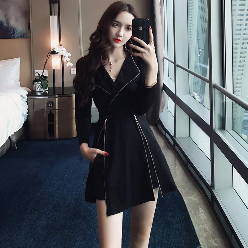 

2018 Autumn And Winter New Style Korean-style Online Celebrity Celebrity Style Fashionable Slimming Dress Two-Piece Set