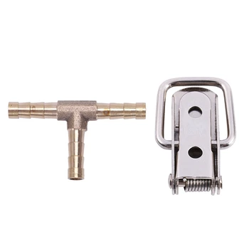 

9 Pcs Fitting: 1 Pcs T Hose Barb 3 Way Air Water Pipe Fitting Connection Coupler & 8 Pcs Toolbox Box Spring Loaded Straight Loop