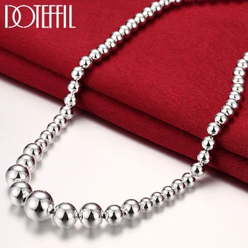

DOTEFFIL 925 Sterling Silver Luxury Gorgeous Charm Fashion Vary Smooth Beads Chain Women Lady 18 Inches Chain Necklace Jewelry