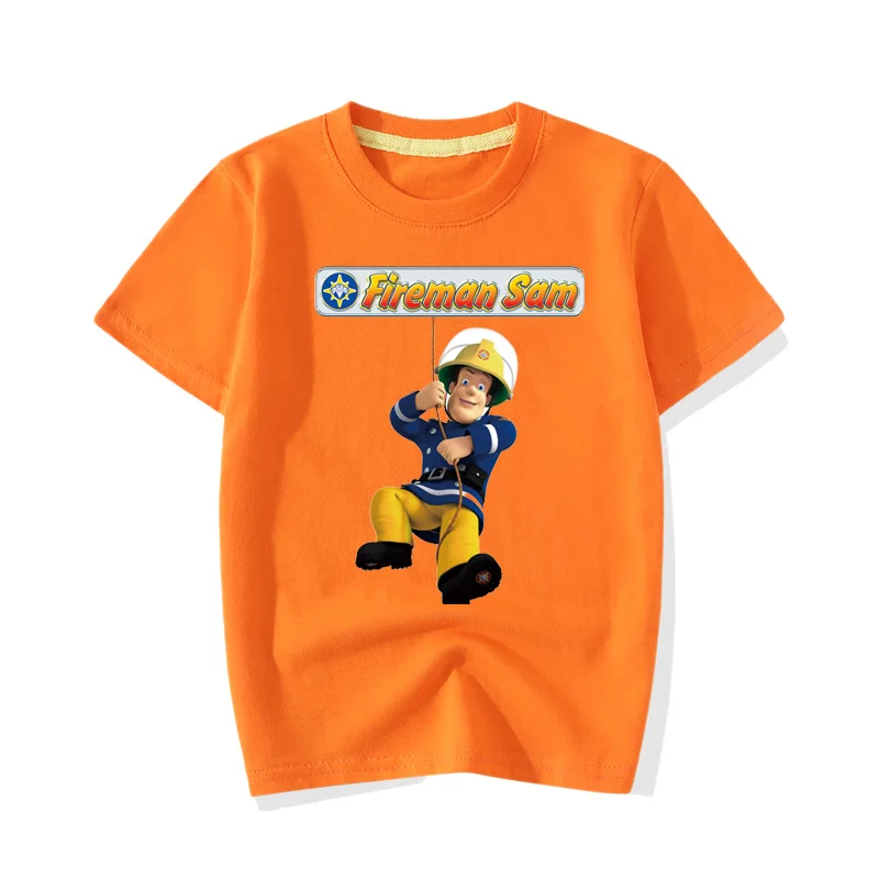 Летние футболки для мальчиков и девочек Новая одежда с рисунком пожарного Сэма детская повседневная хлопковая футболка с короткими рукавами, топы, одежда JY070