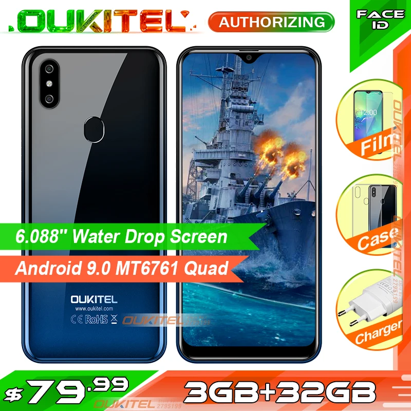 Мобильный телефон OUKITEL C15 Pro+ 3 ГБ+32 ГБ Android 9.0 MT6761 экран Waterdrop 4G LTE 2 4 ГГц/5 ГГц Wi Fi
