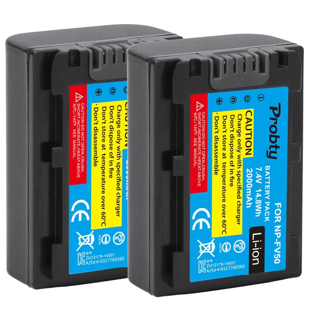 Аккумулятор Probty NP-FV50 NP FV50 для камеры Sony HDR- CX580E CX700E CX760E CX360E PJ10E PJ30E HDR-XR350E XR550E XR260E XR150E (art.: 7a316c348) - 7a316c348