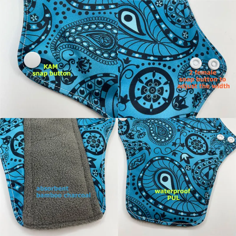 [LECY ECO LIFE]Reusable cloth menstrual pads bamboo charcoal fleece inner lady Flamingo printed waterproof Mummy pads for Women 5