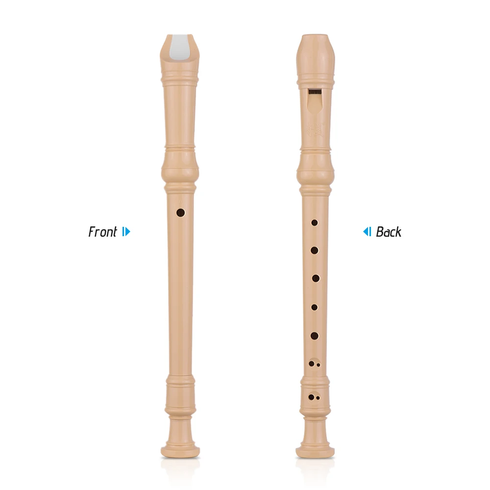 QIMEI QM8A-4B Baroque Style Fingering 8 Holes Soprano Descant Recorder ABS Flute Portable Lanyard Finger Rest