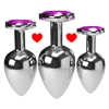 3pcs/Set Multicolor Smooth Massager Anal Beads Crystal Jewelry Heart Butt Plug Stimulator Women Sex Toys Dildo Metal Anal Plug 1