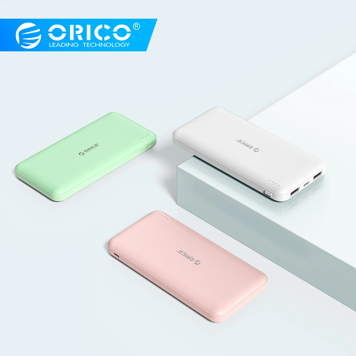  ORICO 10000mAh Slim Power Bank For iphone Xiaomi Mini Thin Powerbank Portable External Battery USB 