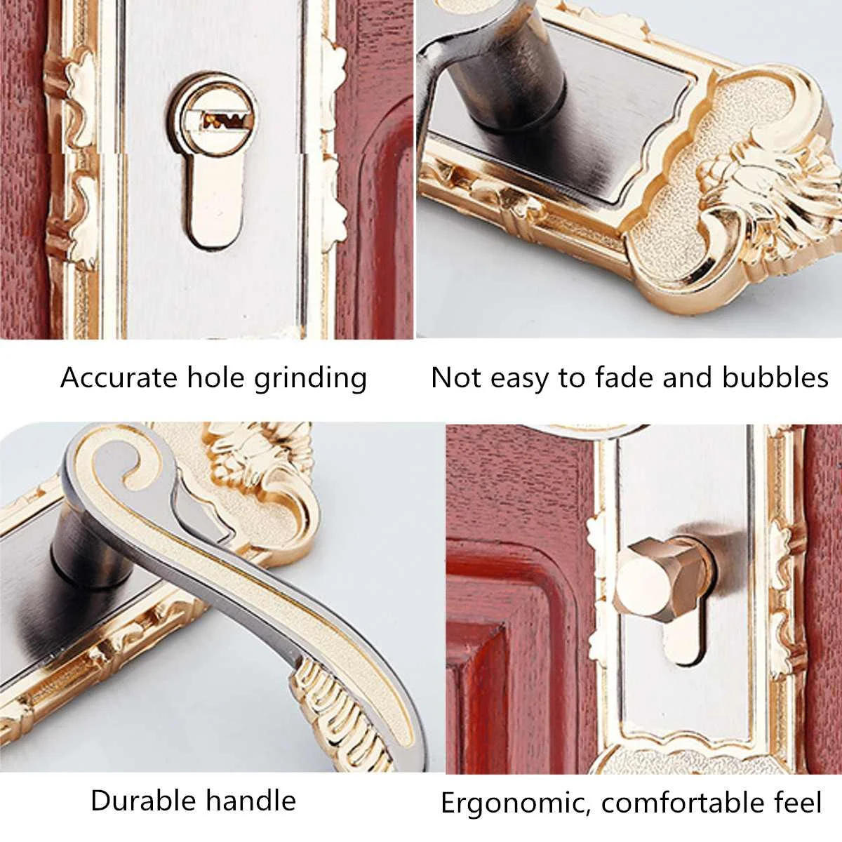 Fashion Antique Security Home Door Entry Handle Dual Latch Locks Set with 3 Keys