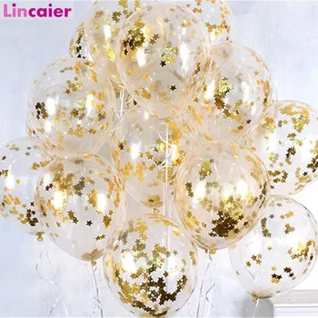 

20pcs Clear Balloons Gold Star Foil Confetti Transparent Balloons Happy Birthday Party Decorations Kids Baby Shower Wedding