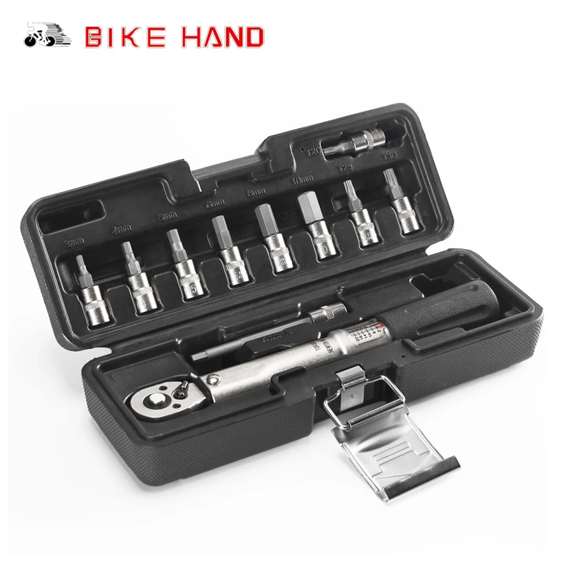 

BIKEHAND 10 In 1 Bicycle Repair Tool Kit MTB Torque Wrench Allen Key Tool Socket Set 1/4'' Torque Fix Set 2-24 NM Road Bike Tool