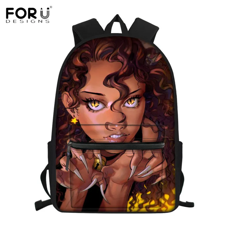 FORUDESIGNS/детские школьные сумки из парусины, Африканка, школьные рюкзаки с принтом, коричневые, красивые школьные рюкзаки принцессы, книжные сумки для подростков - Цвет: HMC1698Z58