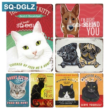 

[SQ-DGLZ] Pet Cats Metal Sign Vintage Tin Signs Metal Plates Cafe Pub Club Home Wall Decor Retro Plaque