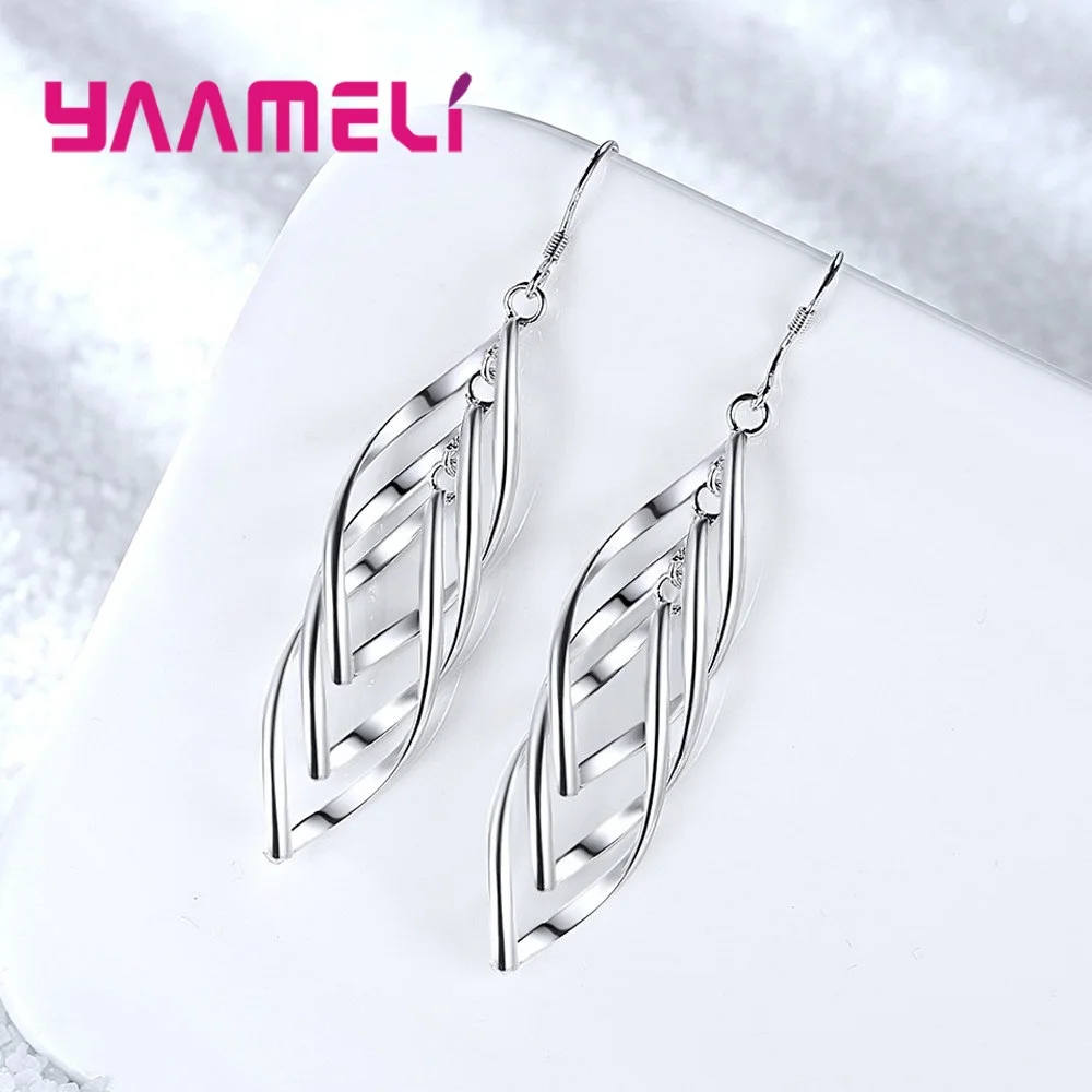Silver Стильные 925 пробы серебряные серьги с кисточками металлическая текстура минималистичные Женские аксессуары пирсинг ювелирные изделия не содержит свинец и никель - Окраска металла: Silver