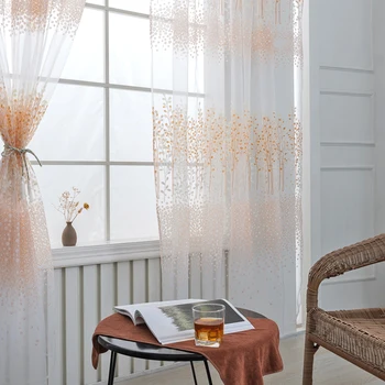 

Tulle Curtains Window Curtains for Living Room Bedroom Transparent Leaf Printed Tulle Curtains Window Drapes Sheer Home Decor