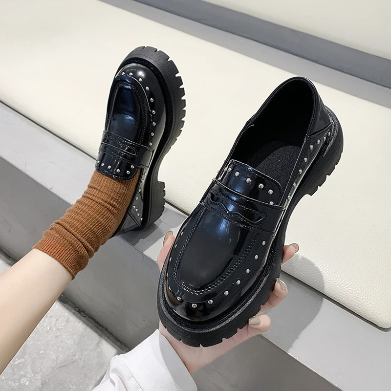 

All-Match Shoes Woman 2020 Clogs Platform Oxfords Women's Modis Loafers With Fur Slip-on Round Toe Casual Female Sneakers