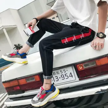

Spring 2020 Hong Kong style embroidery nine-point jeans Korean style fashionable leggings loose Harlan pants new all-match