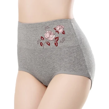 

New Women's cotton panties high waist briefs embroidery underwear fashionable women's large pants sexy panties maternity briefs
